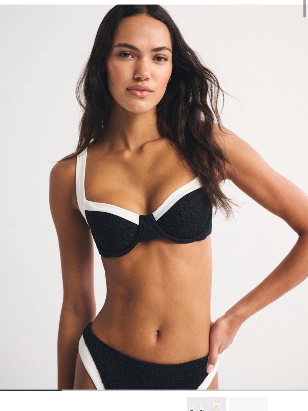 Crochet style Abercrombie & Fitch Black and White Textured Bikini Top and Bottom